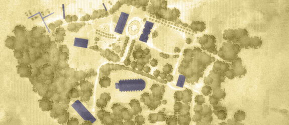 gezeichnete Karte vom Gelände des 3 Königinnen Palais